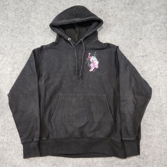 VTG Y2K Champion Reverse Weave Womens M Medium Tiger Floral Sweatshirt Hoodie - Picture 7 of 13